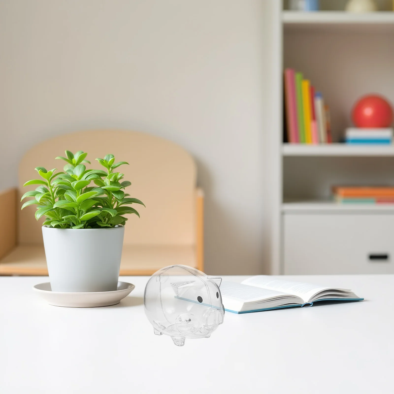 

2Pcs Adorable Piggy Bank for Children Creative Transparent Style Safe Plastic Material Easy Retrieval Slot Cash Saving