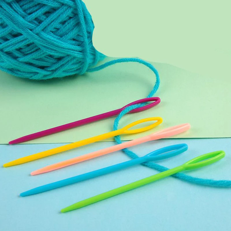 80/160PCS Large Eye Sewing Needles Random Mixed Color Plastic Yarn Knitting Weaving Tools for Sweater Handmade Craft Project ZYF