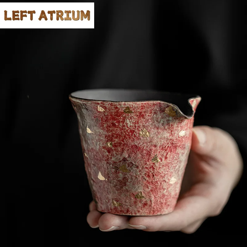 120ml Handmade Point Gold Rock Mine Tea Pitcher Painted Pottery Tea-separating Sharing Pot Cha Hai Justice Cup Teaset Supplies