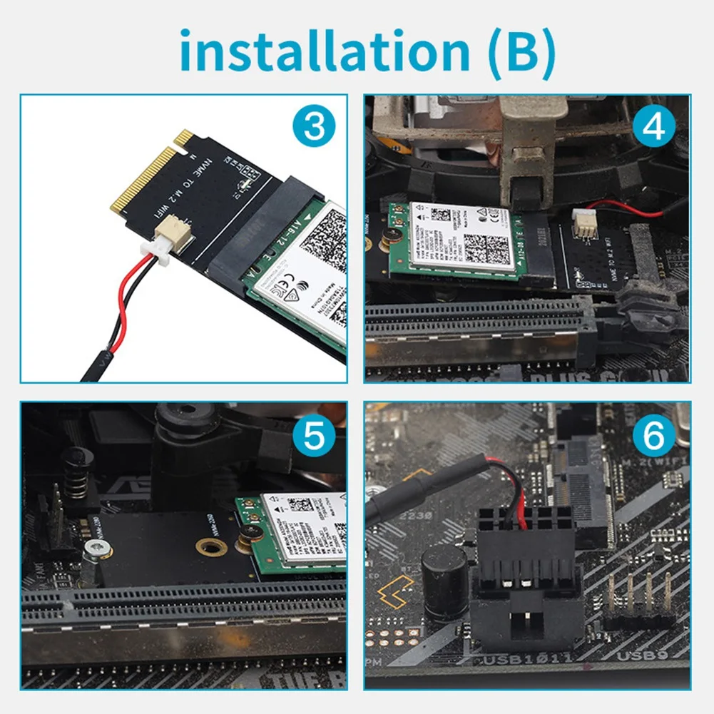 무선 M.2 A + E 키 슬롯에서 M.2 M 키 와이파이 블루투스 어댑터, AX200 9260 Bcm94352Z 카드 NVMe PCI Express SSD 포트용