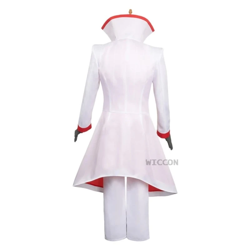 Anime Hazbin Cosplay lucifero Hotel Morningstar King Costume parrucca con cappello Set vestiti Cosplay Halloween Party Devil White Suit