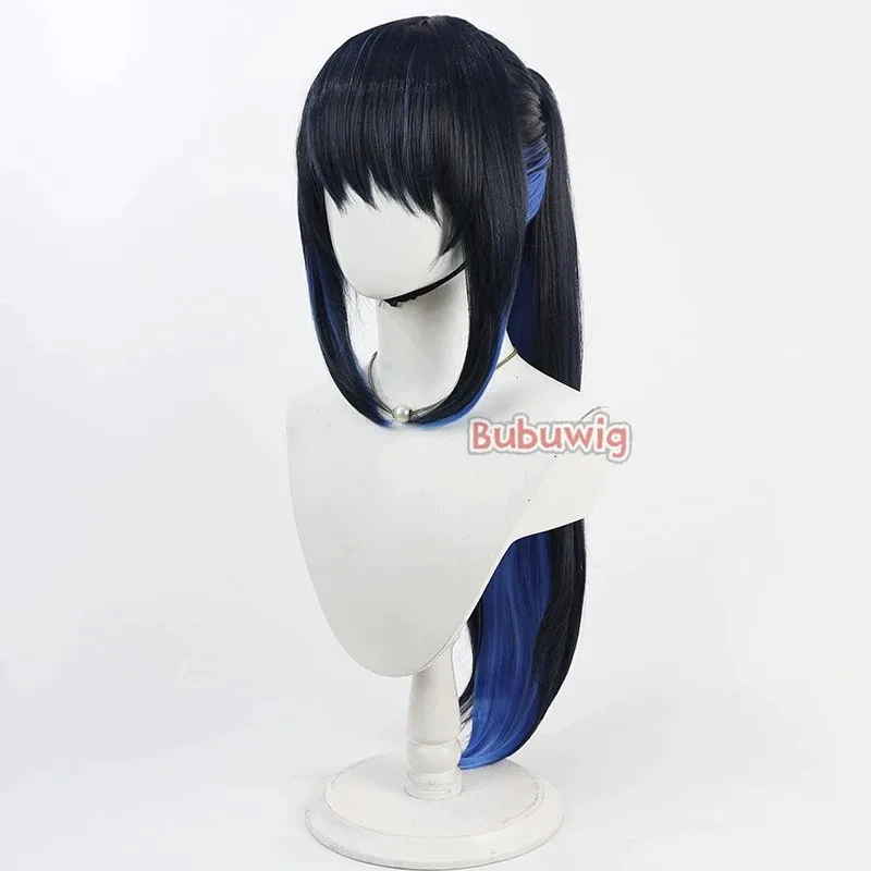 CySynthetic Hair Jomae Saori Cosplay Wigs Game Blue Archive Jomae Saori 60cm Long Mixed Blue Ponytail Wig Heat Resistant