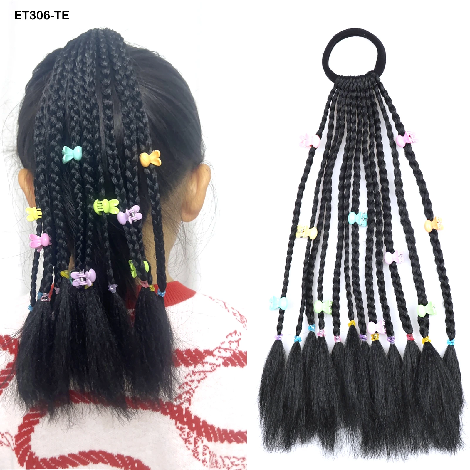Colorful Beads Decorated Synthetic Short Ponytail Dreadlocks  display picture 2