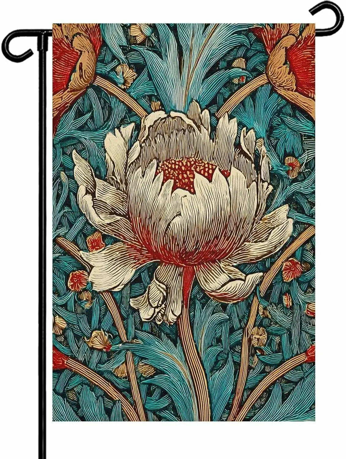 William Morris Plant Floral Garden Flags 28x40 Double Sided Outside Decoration Retro Lotus Flower Leaves Decorative Welcome  AAS
