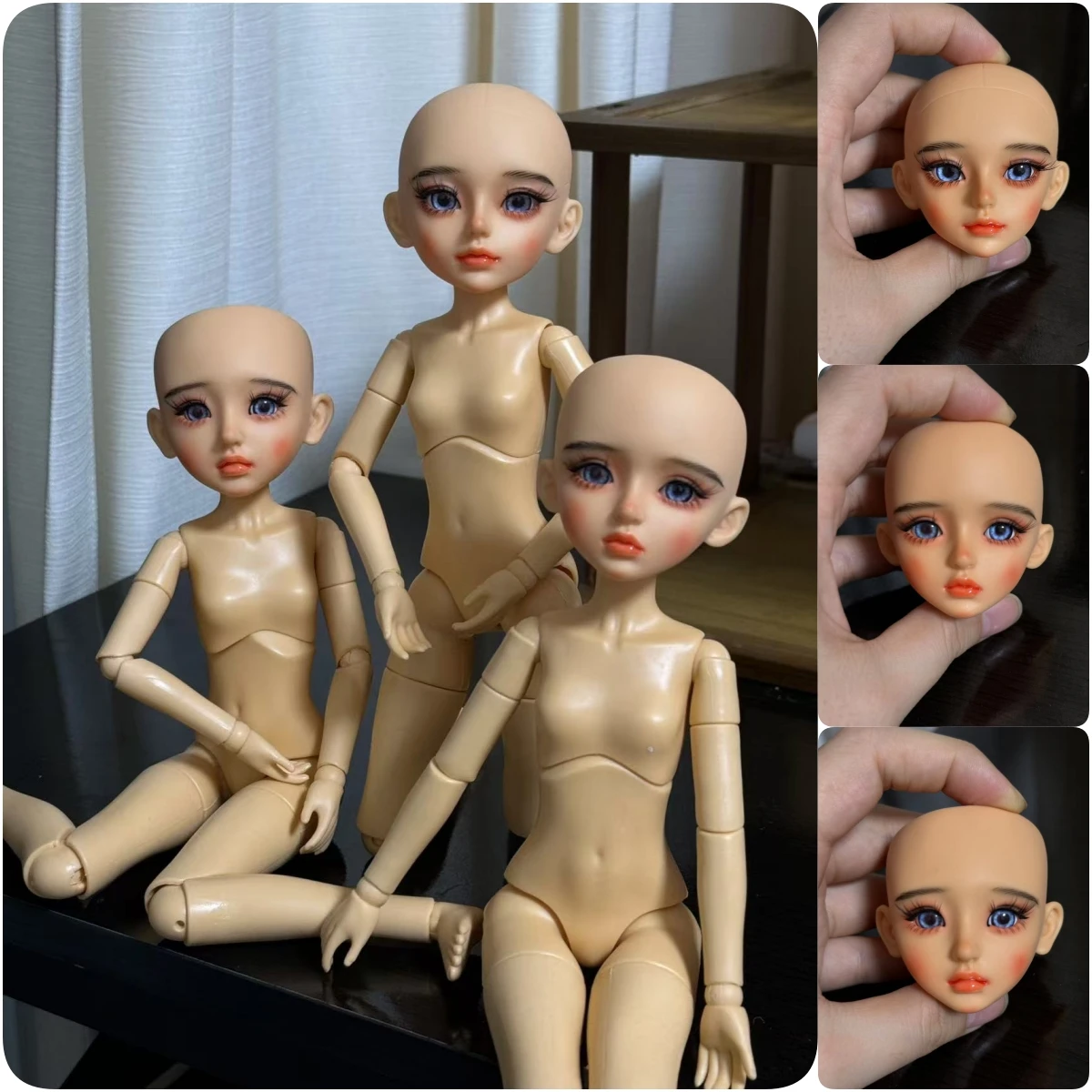 30cm Handmade Makeup Doll Head 1/6 BJD Doll Handmade DIY Sweet Girl Toy Birthday Surprise Christmas Gift