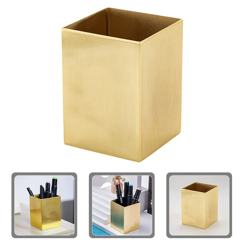 Metal Pen Holder Stainless Steel Pencil Cup Office Desk Organizer Desktop Pen Storage Container Multi Purpose Marker Brush