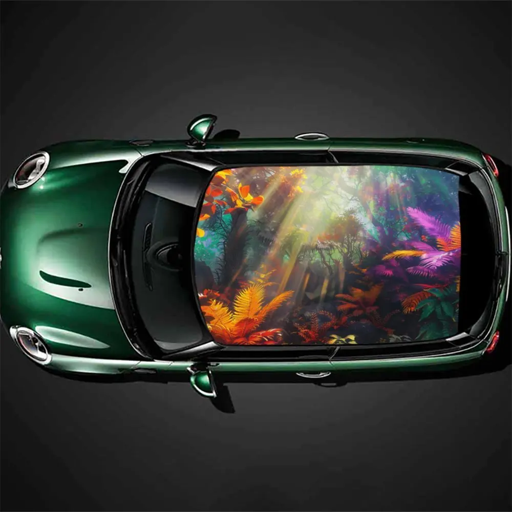 

The Colorful Forest of The Tyndall Effect，Gift, DIY, Car Vinyl Wraps, Premium PVC Car Roof Decals, SUV and Van Racing Stickers,