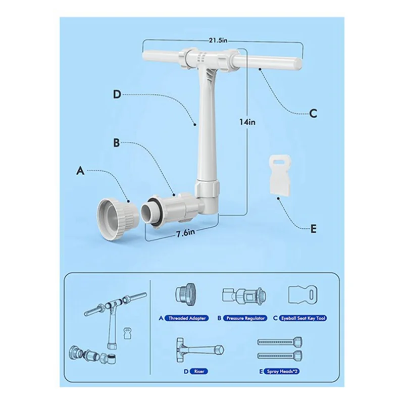 

Double Head Swimming Pool Fountain Stand Pool Cooling Sprinkler System with Adjustable Height Pool Sprinkler Fountain