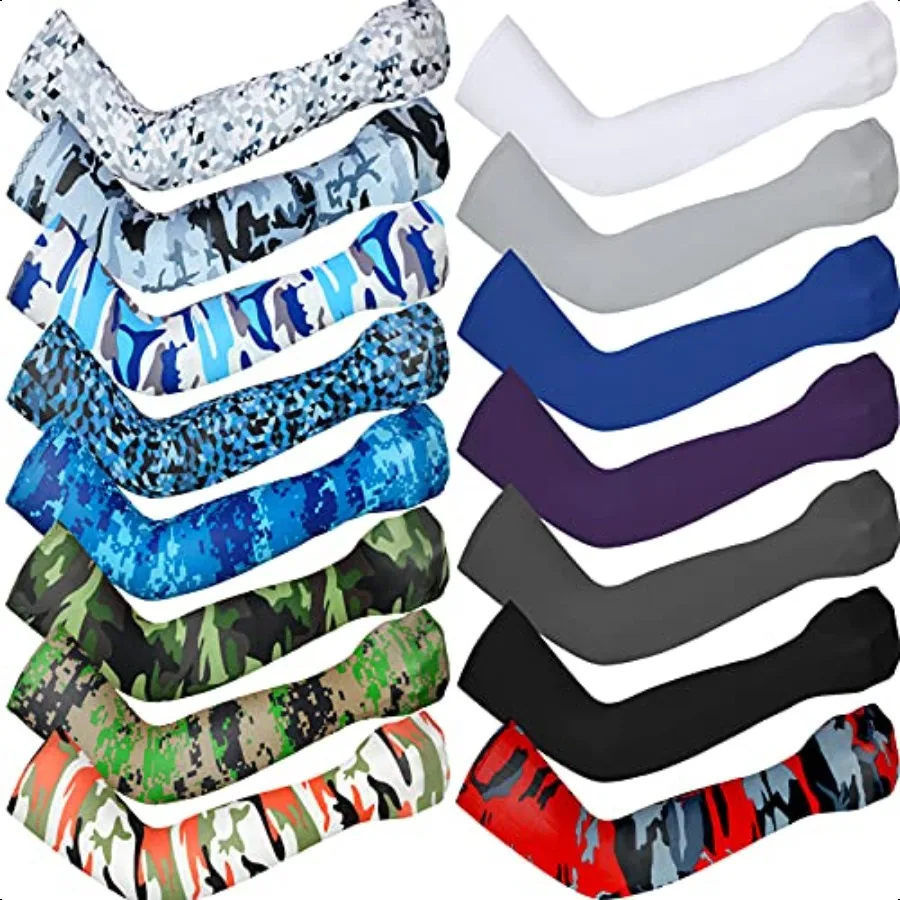 

15 Pairs Unisex UV Protection Arm Sleeves AntiSlip Ice Silk Cooling Covers for Sun Protection Running Cycling Driving Outdoor S