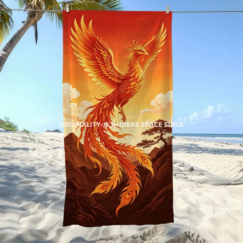 Phoenix Rising Beach Towel Patterned Sunscreen And Windproof Suitable For Swimming Pool Camping Travel
