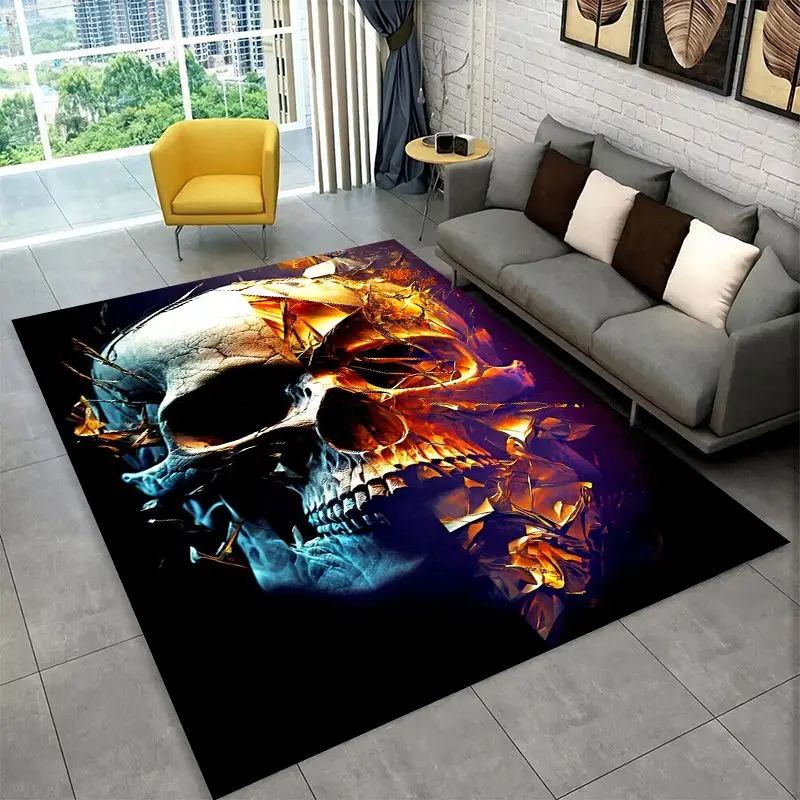 Horror Skeleton Skull Gothic Large Area Rug Non-slip Durable Carpet for Bedroom Living Room Sofa Doormat Home Decor Floor Mat - view 2