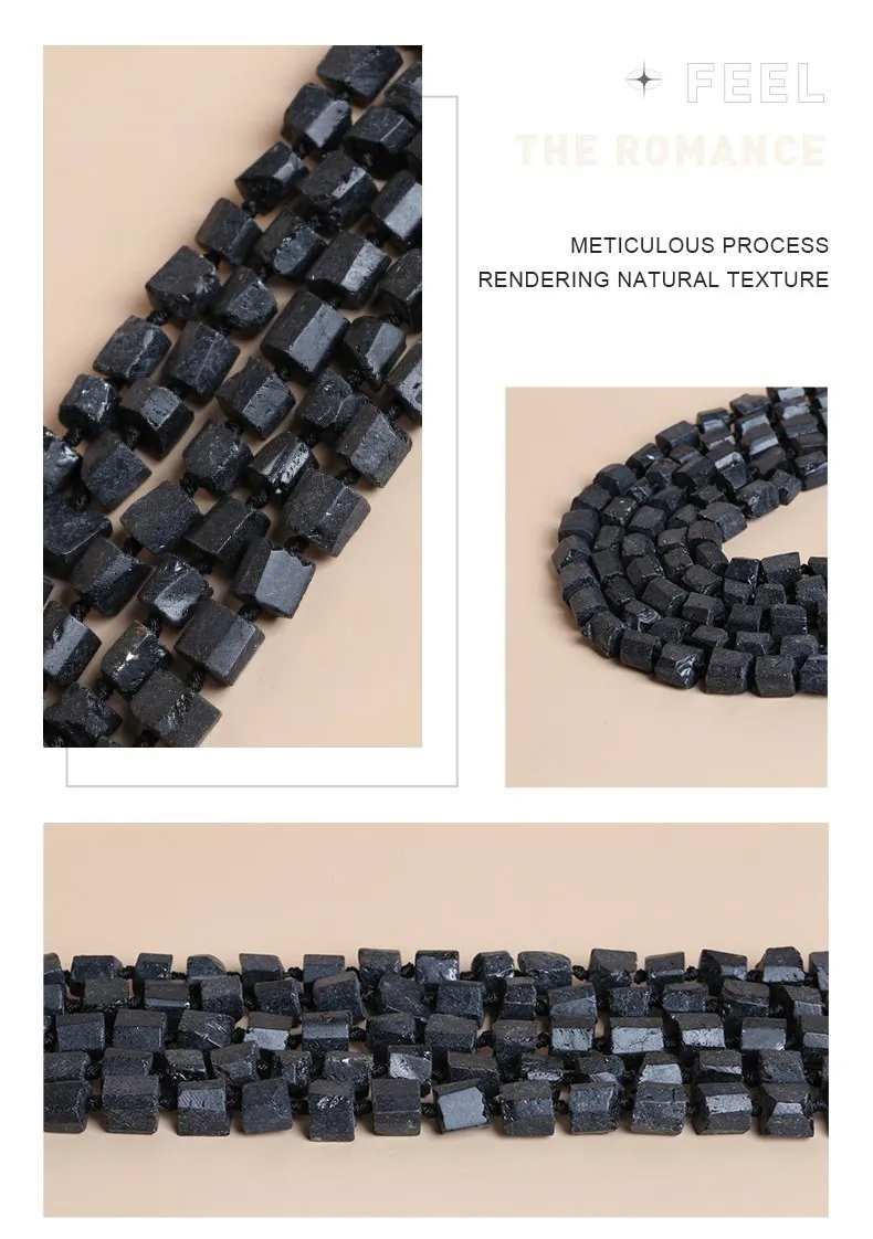 Unregelmäßige natürliche facettierte raue schwarze Turmalin Fluorit rote Jaspis Heils tein lose Perlen für Schmuck herstellung DIY Armbänder – Detail 3