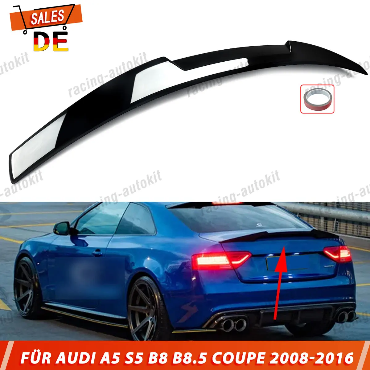 Magickit M4 Style Heckspoiler Auto-Heckflügel für Audi A5 B8 B8.5 2008 2009 2010-2016 2-Türer Coupé Automotive Bodykit Tuning