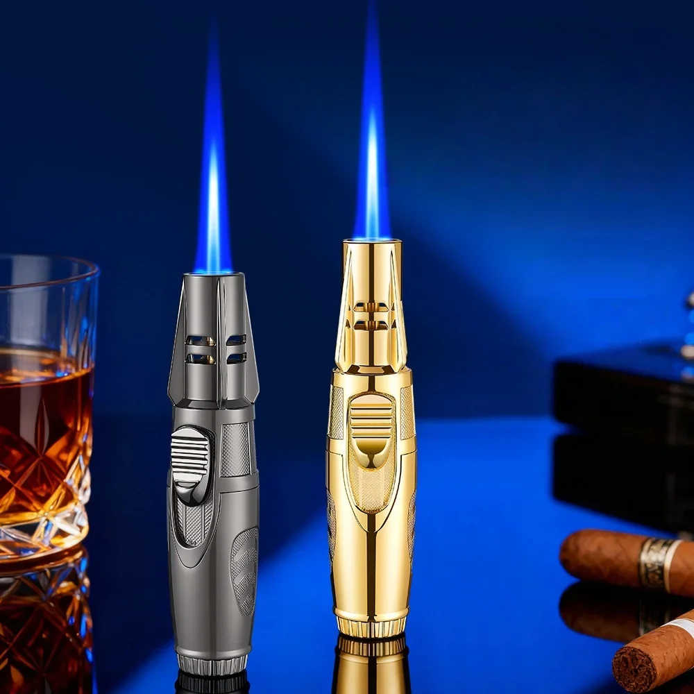 

New High Temperature Small Spray Gun Cigar Lighter Metal Windproof Spray Flame Inflatable Outdoor Portable Lighter Men's Gift