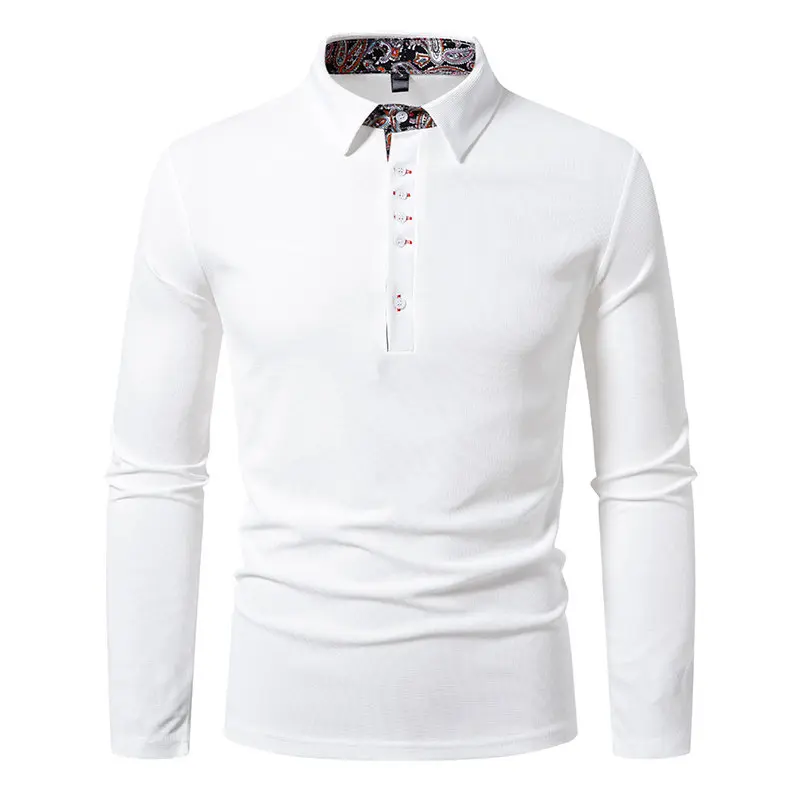 2024 neue Herren Casual Polo Shirt Floral Paisley Revers Hemd Langarm Bequeme Weiche männer kleidung