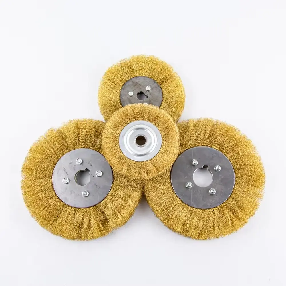 1Pcs Flat Type Copper Wire Wheel Metal Polishing Abrasive Tool 100/125/150mm Pure Brass Brush For Bench Grinder