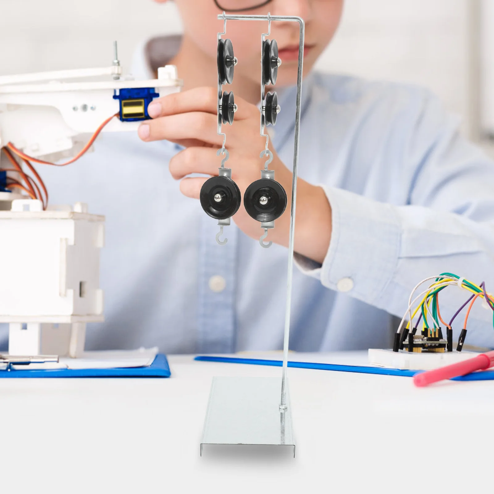 

Pulley Block System for Physics Experiments Science Mechanics Classroom Education Equipment Set with Bracket and Rope