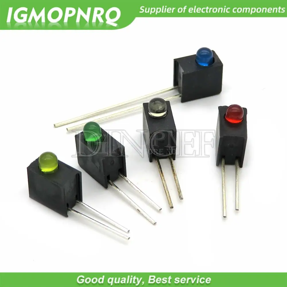 10PCS 3mm led luminous lamp with holder 90 degree bent foot  LED light-emitting lamp