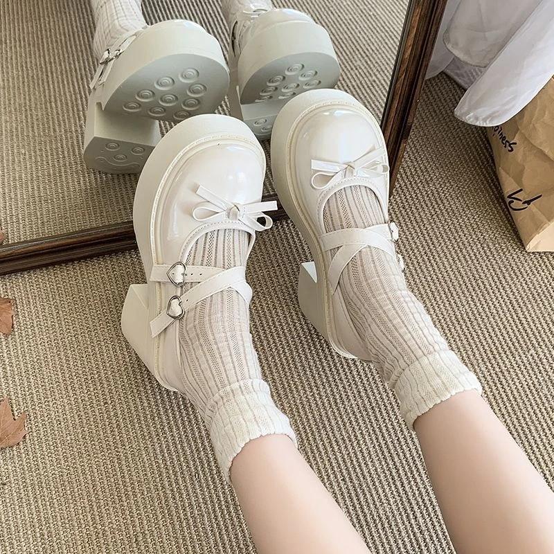 

2026 New Arrival Chunky Heel Mary Jane Shoes for Women Dress Skirt Match Platform Retro Vintage Cute Ribbon