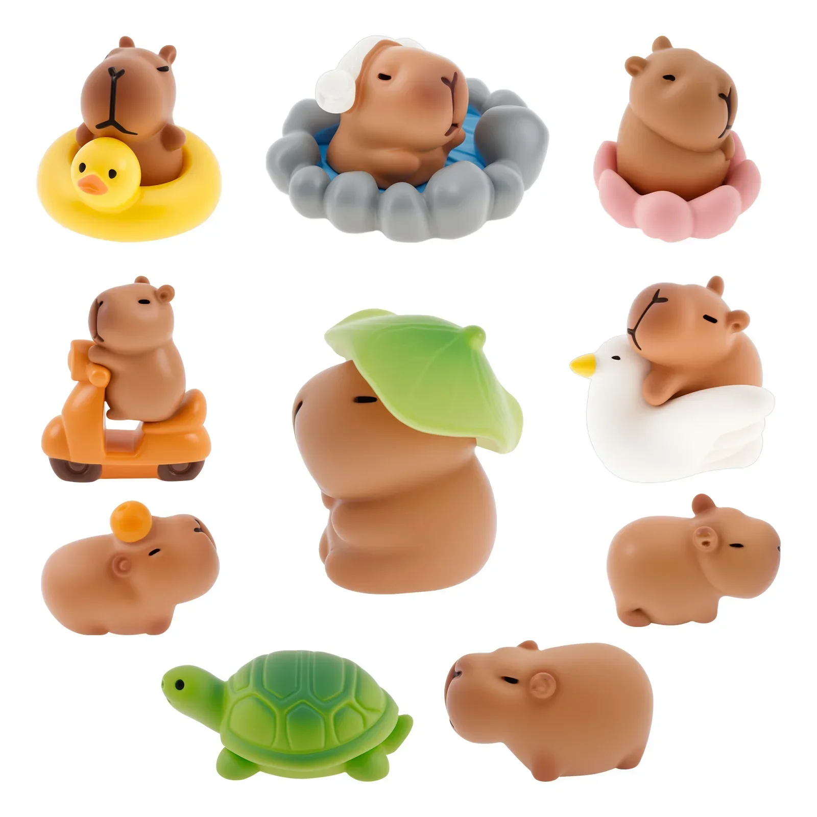 13Pcs Miniature Capibara Collection Resin Animal Capybara Home Desk Decoration Accessories Micro Landscape Cake Decoration
