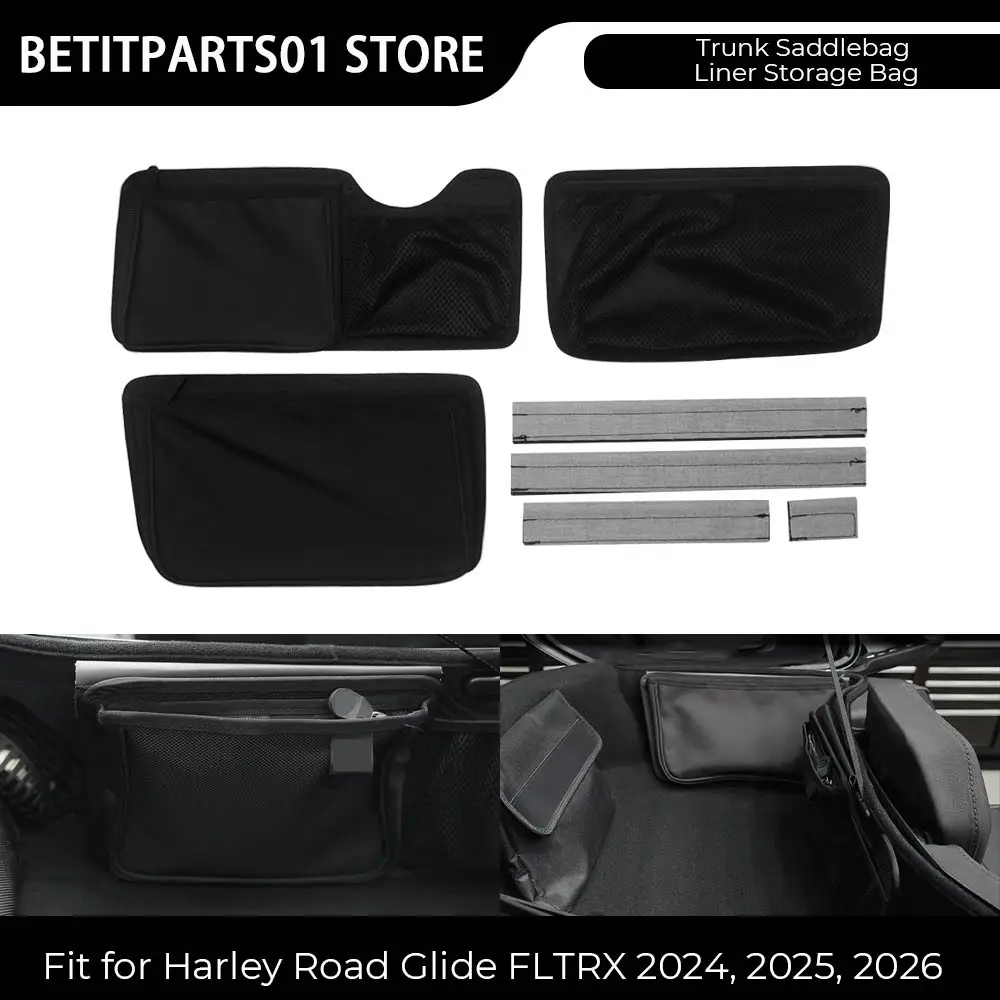 1-juego-de-organizadores-negros-para-maletero-y-alforjas-de-motocicleta-bolsa-de-almacenamiento-para-harley-road-glide-cvo-st-fltrxstse-2024-2026