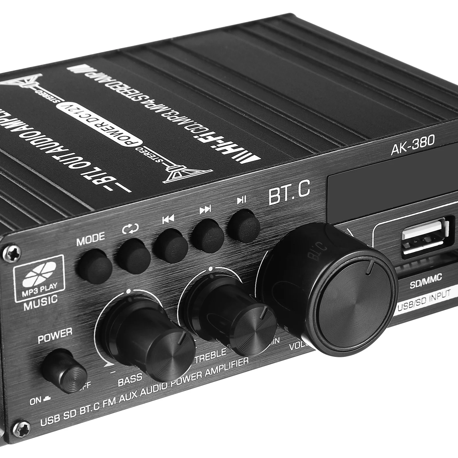 

12v Amplifier Stereo Receiver Mini Audio Component Car Home Speakers USB Support Powerful Sound Lightweight Compact Easy
