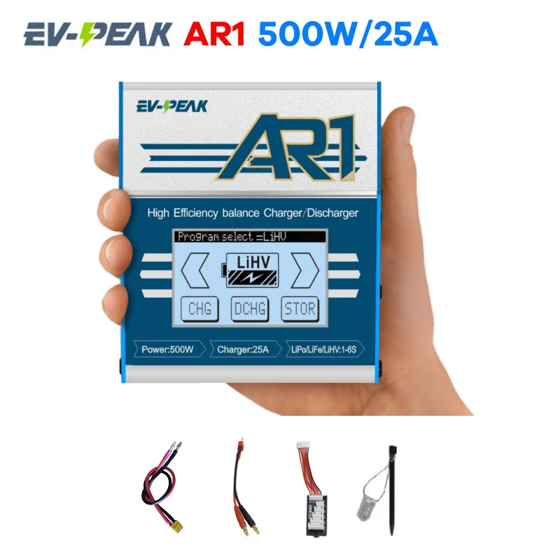 

EV-PEAK AR1 500W 25A 1-6S Balance Charger With JST_XH Adapter Board For LiPo LiFe NiMH NiCd Battery