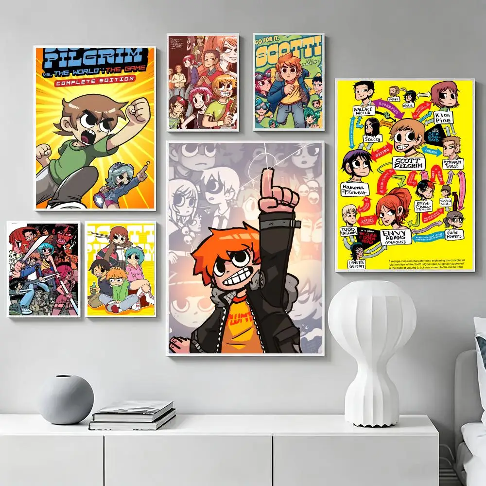 Comic S-Scott PilgrimS Poster Hot Self-adhesive Art Paper Sticker Coffee House Bar Room Wall Decor