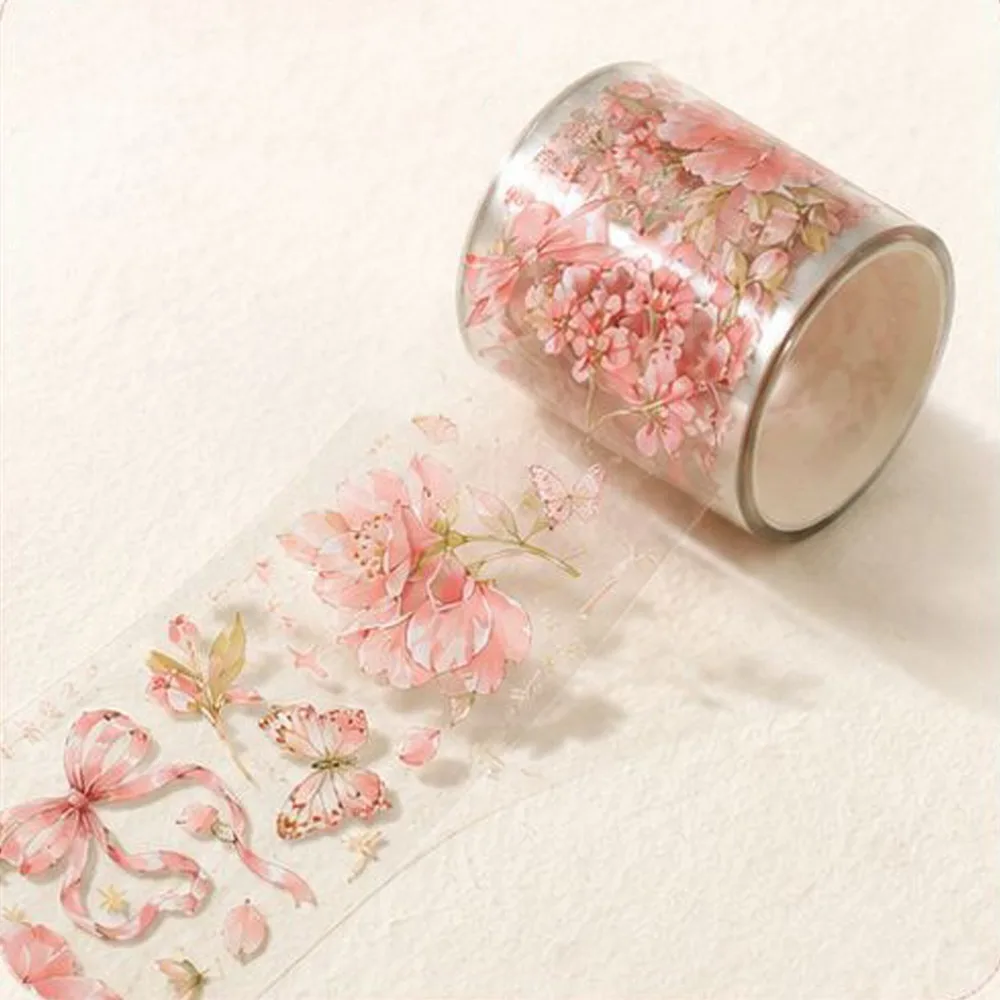 Planner Decor DIY Flower PET Tape Bow Transparent Floral Sticker Tape Butterfly Colorful Decorative Tape DIY