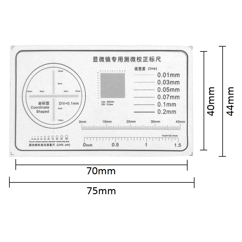 Calibration Ruler Transparent Film PET Microscope Micrometer Measurement Tape Line Coordinate Shaped for Measurement Software