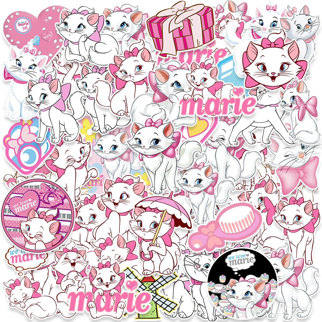 

10/30/50PCS Disney Cartoon Animation Movie The Aristocats Cute Marie Cat Stickers Fun Graffiti Decals Kids Toy DIY Laptop Guitar