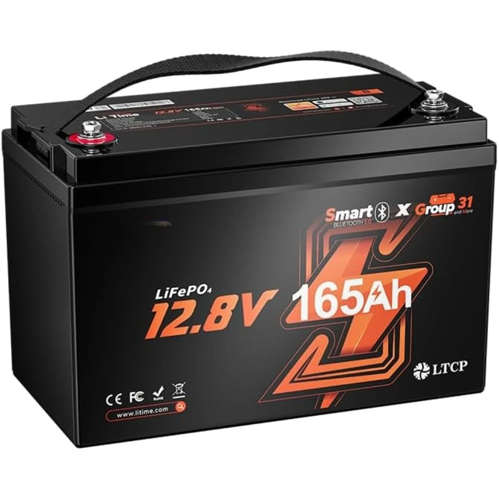 

12V 165Ah Bluetooth Lithium Battery for RV and Marine, Group 31 Size with 1.65X Energy LiFePO4 Battery Higher Energy Density