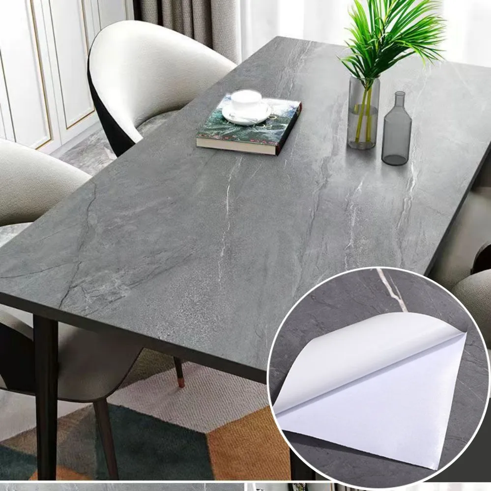 

Matte Thick Gray Marble Pattern Self-Adhesive Wallpaper Waterproof Film Furniture Kitchen Countertop Oil-Proof Rock Wall Sticker