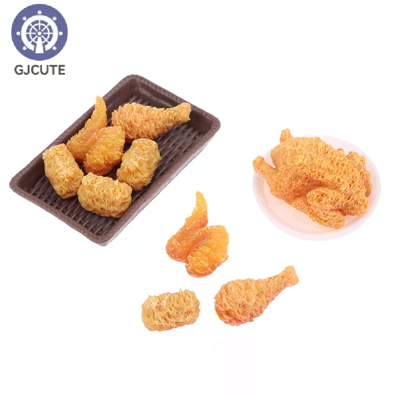 초소형 사실적인 프라이드 치킨 미니어처 세트: DIY 인형의 집 및 장난감 모델 향상에 완벽