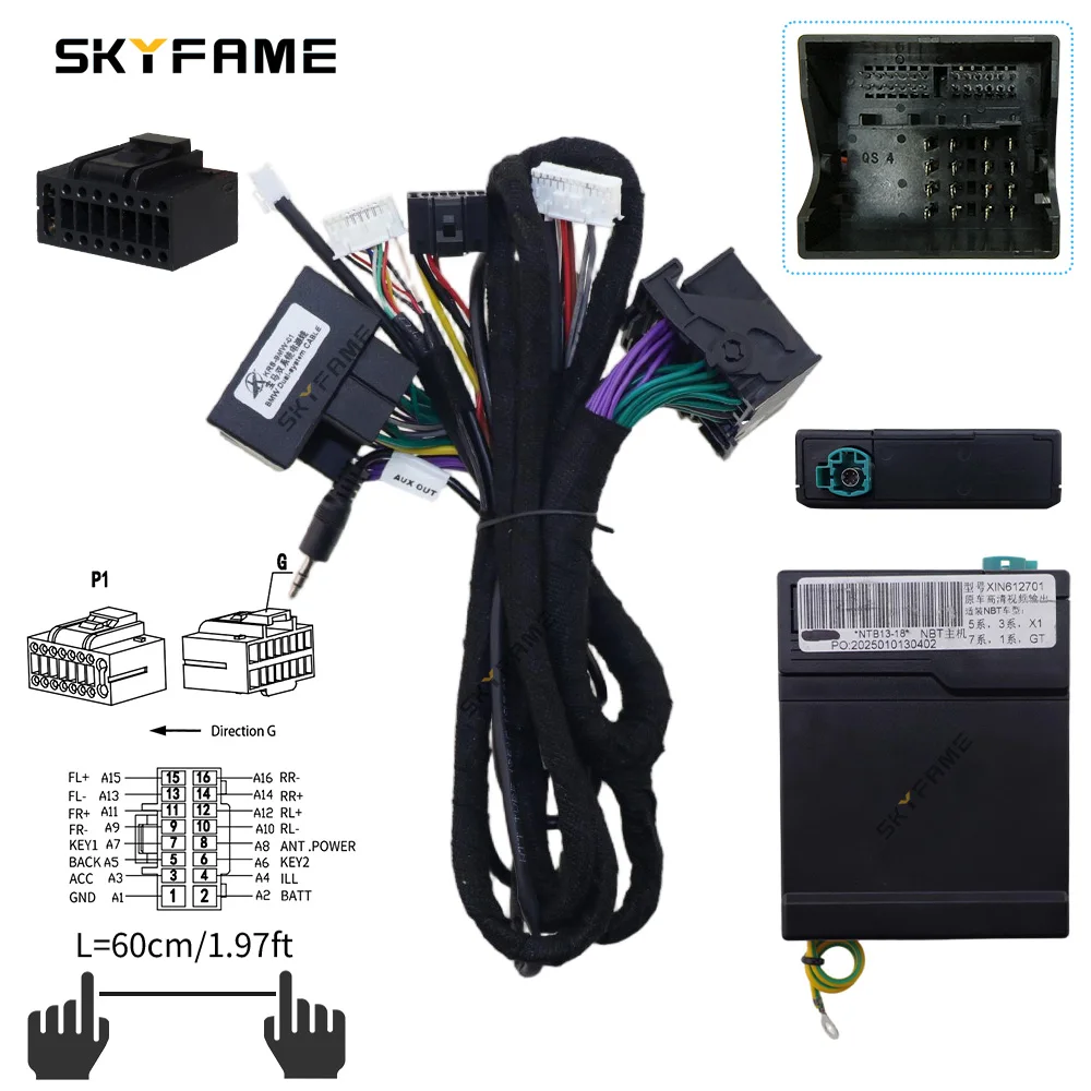 Car 16pin Wiring Harness Adapter Canbus Box RGB LVDS Decoder Android Radio Power Cable For BMW NBT CCC CIC X3 X5 X6 5/6/7 Series image 3