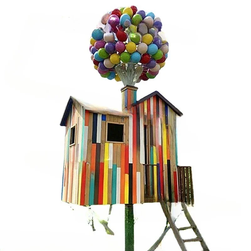 Flying house around travel notes photo clock in the scenic spot site layout props