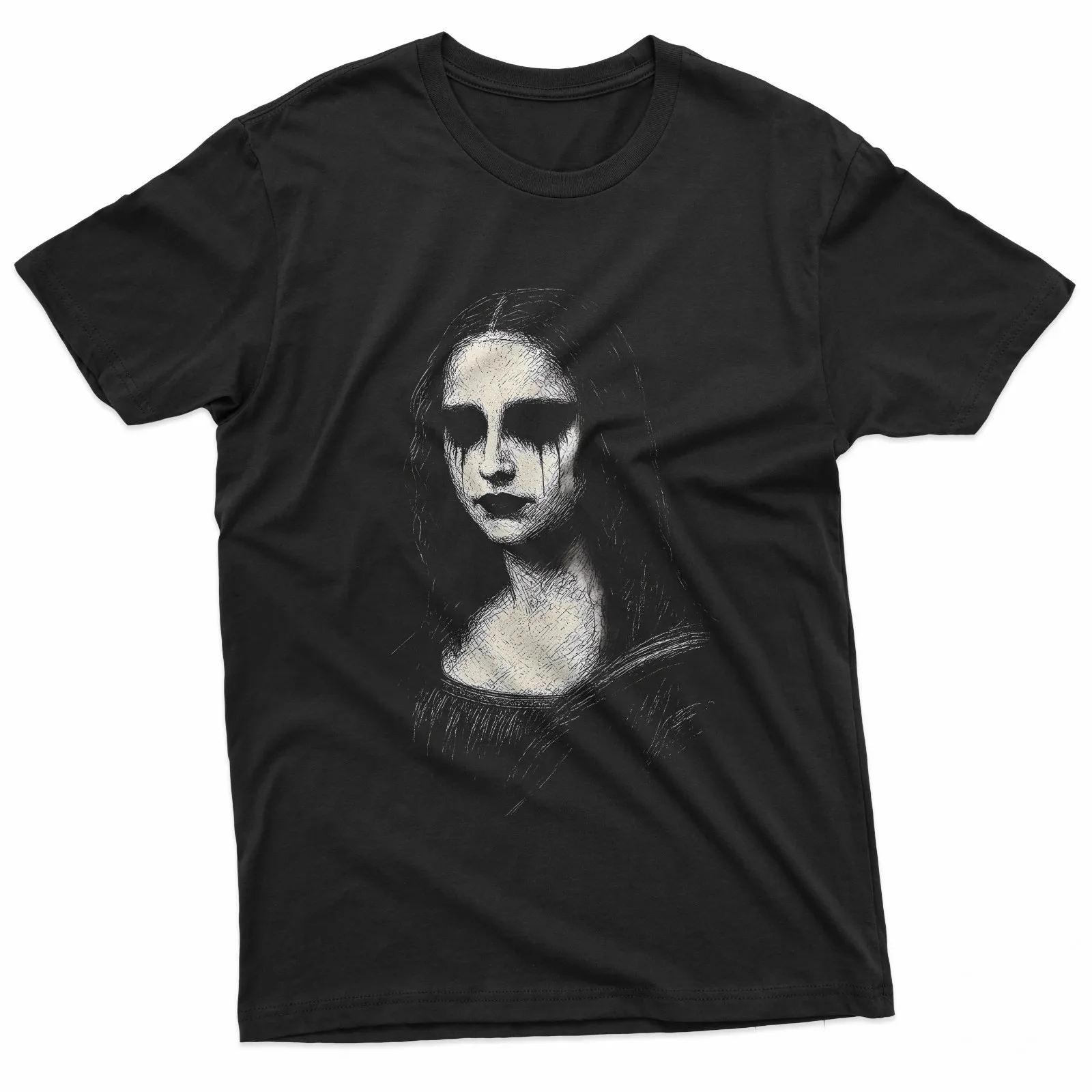 Gothic Mona Lisa Dark Grunge Horror Portrait T-Shirt