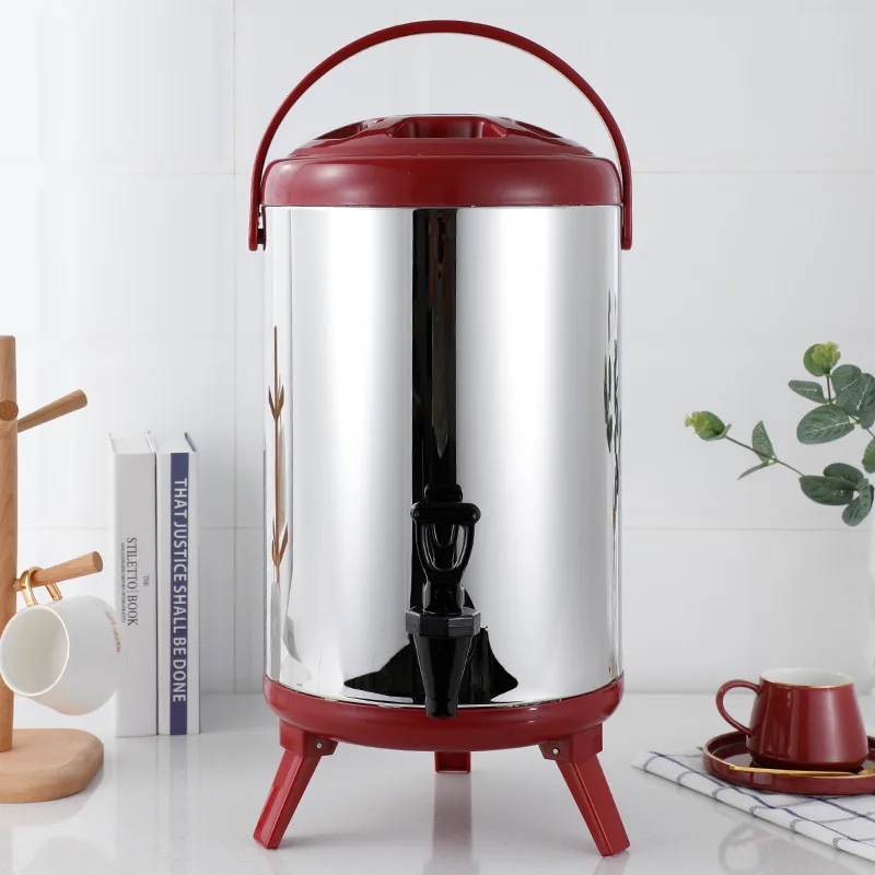 Stainless steel milk tea insulation soy milk large capacity double layer insulation cold tea bucket commerc
