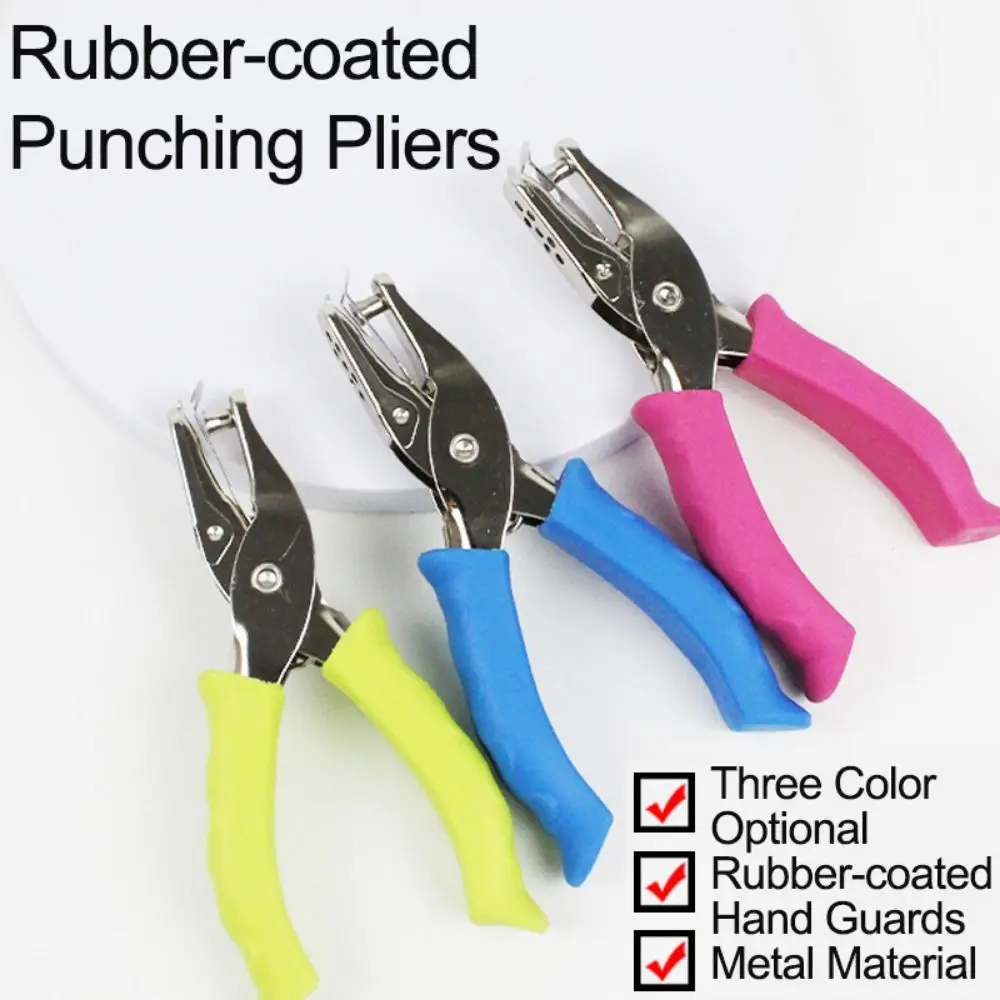 2Pcs 3/6mm Single Hole Punching Machine Creative Rubber Handle Handheld Hole Punch Non-slip Portable Mini Paper Puncher