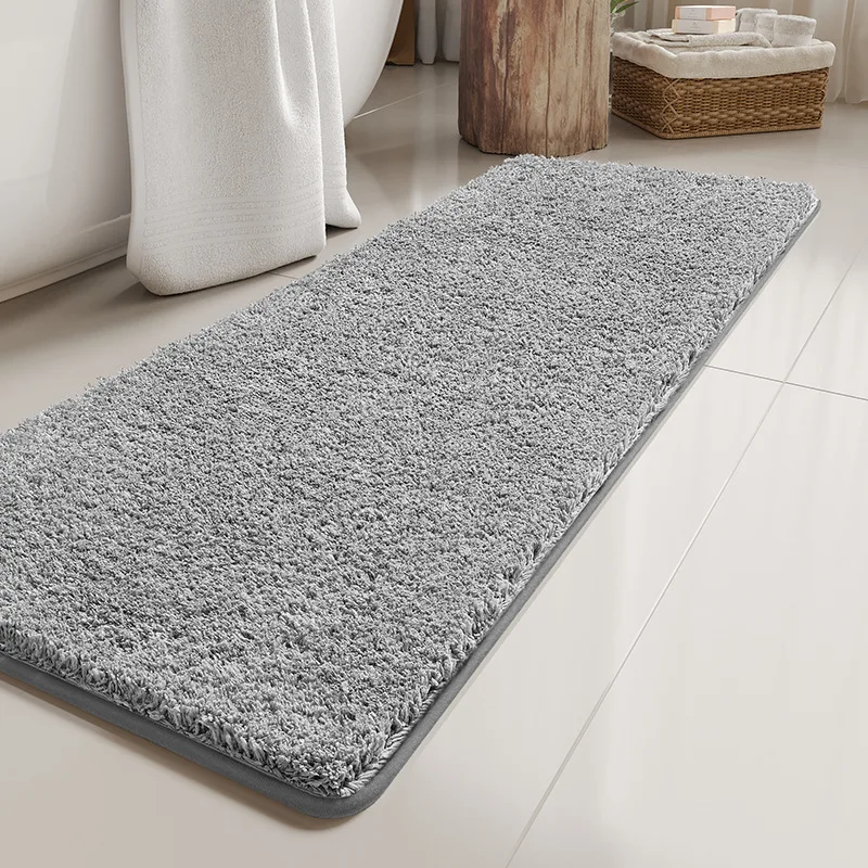 Modern Thick Shaggy Rug High Pile Extra Long Fluffy Bath Mat Anti-Slip Absorbent Shower Room Bathtub Floor Carpet Flocking Mats