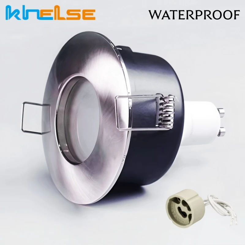 Recessed Waterproof IP65 Ceiling Downlights Round/Square Frame GU10/MR16 Lamp Base Holder Bathroom Spot Lighting Fitting Fixture