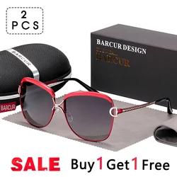 BARCUR Buy One Get One Free Polarized Women Sunglasses Fashion Design Gradient Square Lens Women Luxury Brand Oculos 2 PSC