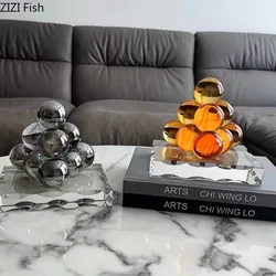 Crystal Pile Ball Sculpture Ornament Home Accessories Living Room Display Statue Decoration Crafts Figurines Miniatures