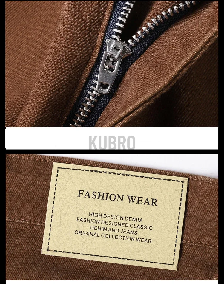 Markenmode, lockere, gerade geschnittene Business-Casual-Stretch-Jeanshose für Herren, Markenhose in 3 Farben, Übergröße, Herrenbekleidung, schmale Jeans – Detail 22