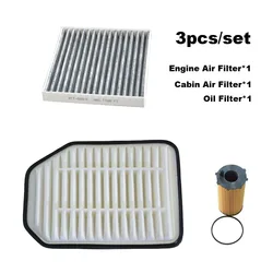 3pcs/Set Enigne Cabin Air Cleaner Oil Filter for Jeep Wrangler (JK) 2.8TDI-Diesel 2007-2018 Auto Parts 53034019AD 68233626AA