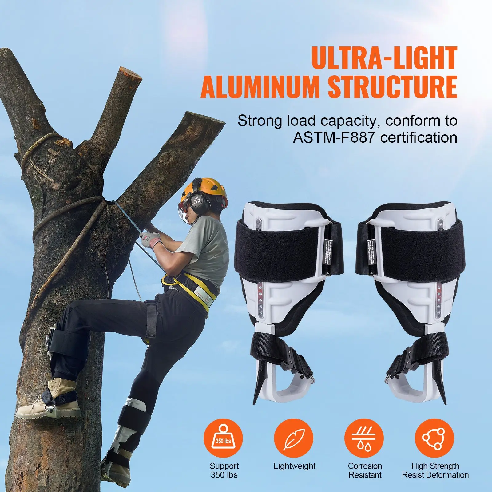 Tree Climbing Spikes Spurs Gear Aluminum Arborist Equipment White