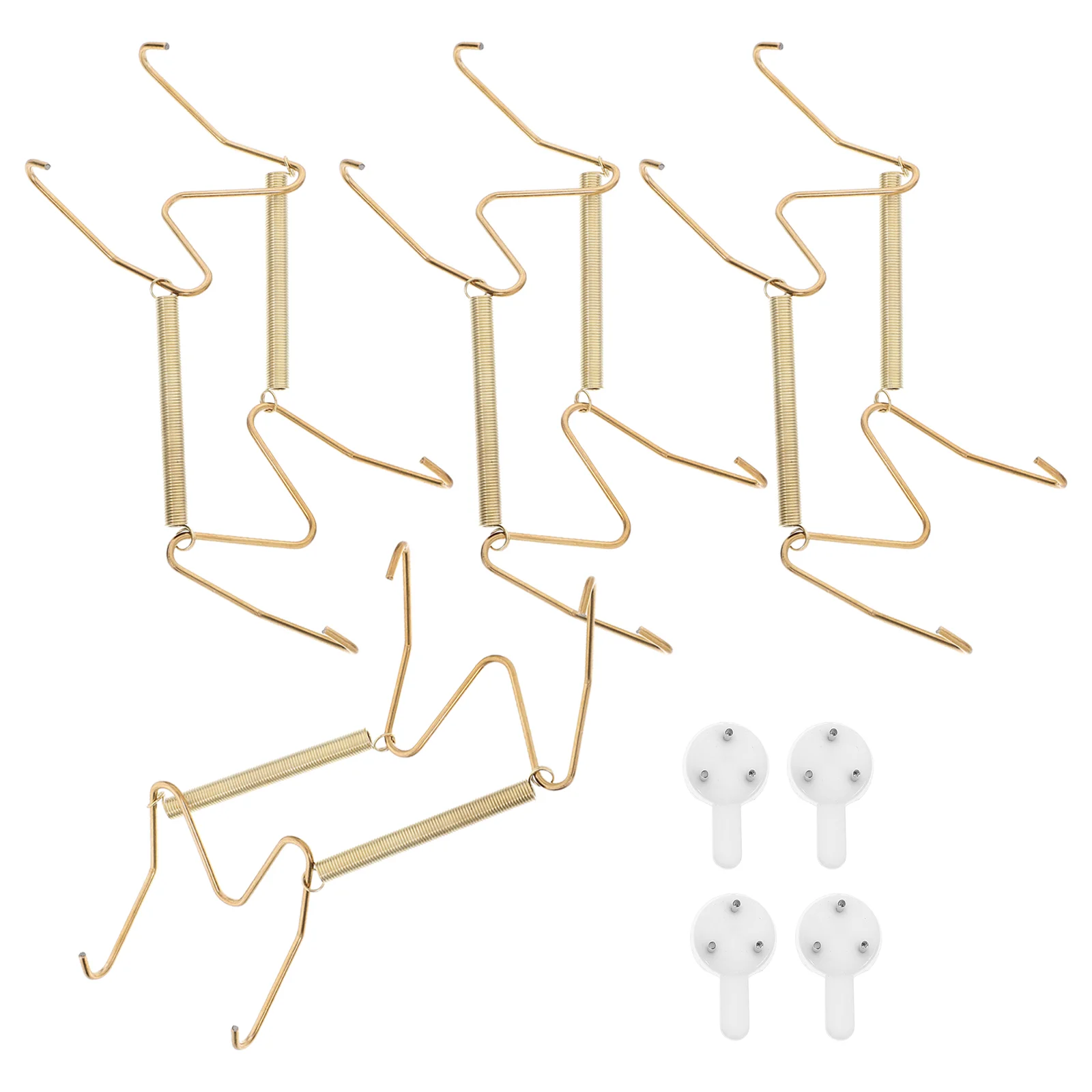 

4 Pcs Spring Hook Towel Rack Stand Metal Hanger for Plate Wall Dish Hanging Office