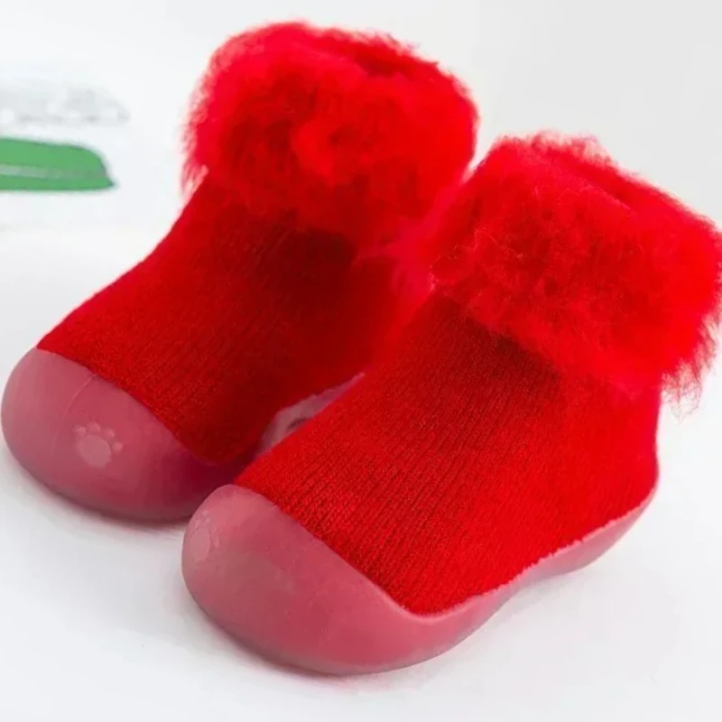 

Классические стильные носки на мягкой подошве, утепленная теплая обувь с высоким берцем, новая детская утолщенная обувь для малышей, нескользящая детская домашняя обувь