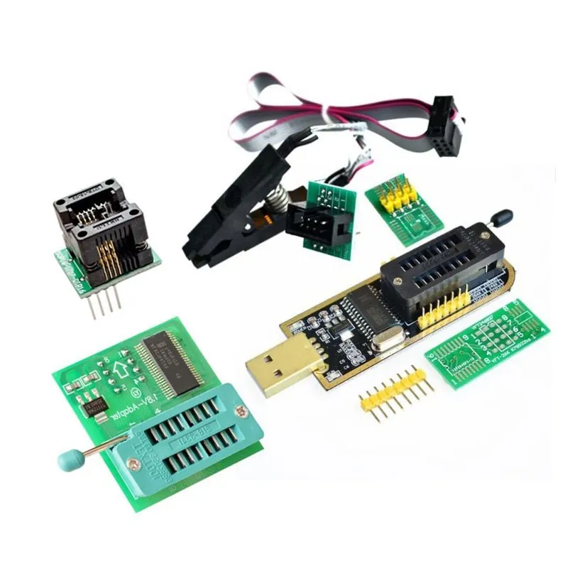 CH341A 24 25 Serie EEPROM Flash BIOS Modulo programmatore USB + SOIC8 SOP8 Clip di test + Adattatore 1.8V + Adattatore SOIC8 KIT FAI DA TE