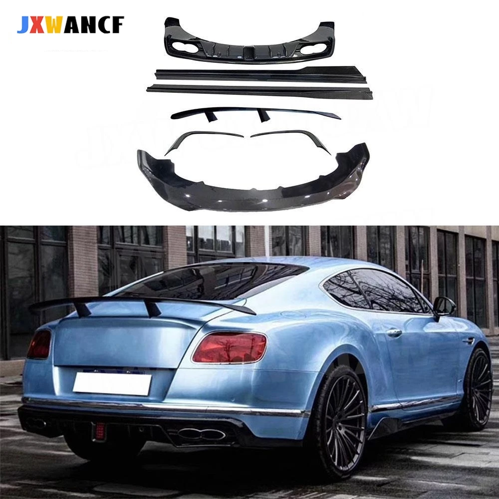 

JXWANCF Carbon Fiber ST Style Front Lip FRP Spoiler Side Skirts Trunk Rear Wing For Bentley Continental 2015-2017